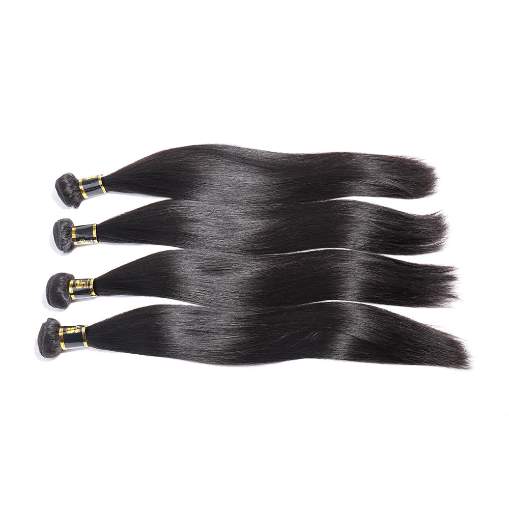 Brazilian Straight Human Hair Bundles 100% Unprocessed Hair Weaves Sew In Hair Extensions Natural Black 10-30 Inches