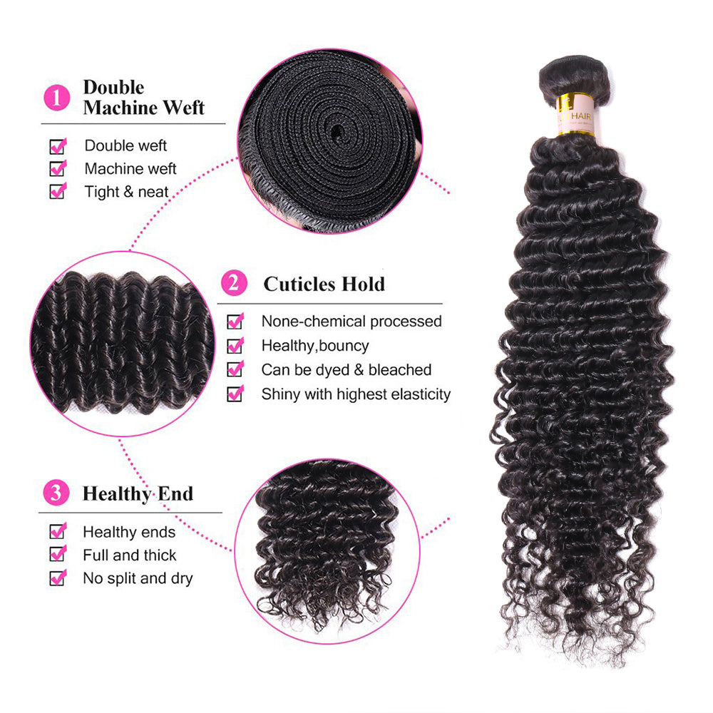 1 Bundle Deep Curly Virgin Hair 100% Unprocessed Human Hair Deep Wave Weave Free Shipping