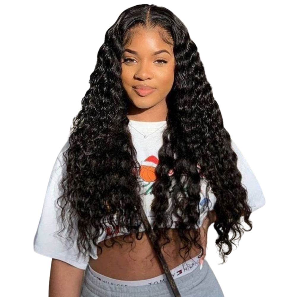 Aosun 150 Density 13x4 Lace Frontal Wig Deep Wave Brazilian Remy Human Hair Wigs