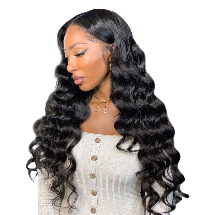 Aosun 13x4 Lace Frontal Wig Loose Wave Brazilian Human Hair Pre-Plucked Natural Hairline Front Lace Wigs