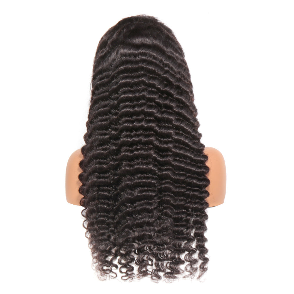 Clearance Sales Synthetic Hair 13x4 Front Lace Wigs Deep Wave PrePlucked Deep Curly Wigs