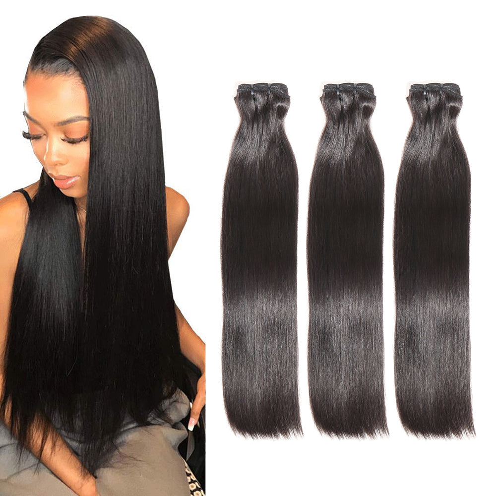 Funmi Bone Straight Hair Bundles Human Hair 3 Bundles Fumi Straight Hair Weaves Double Drawn Natural Black Color Hair Extension