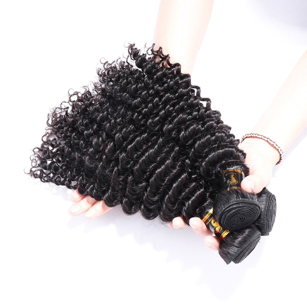 3 Bundles Deep Wave Virgin Hair 100% Unprocessed Human Hair Weave Free Shipping