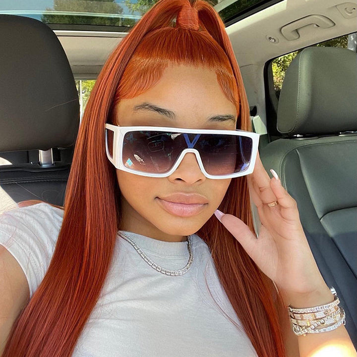 Ginger Color Human Hair Straight Lace Front Wig Transparent 13x4 Lace Wig