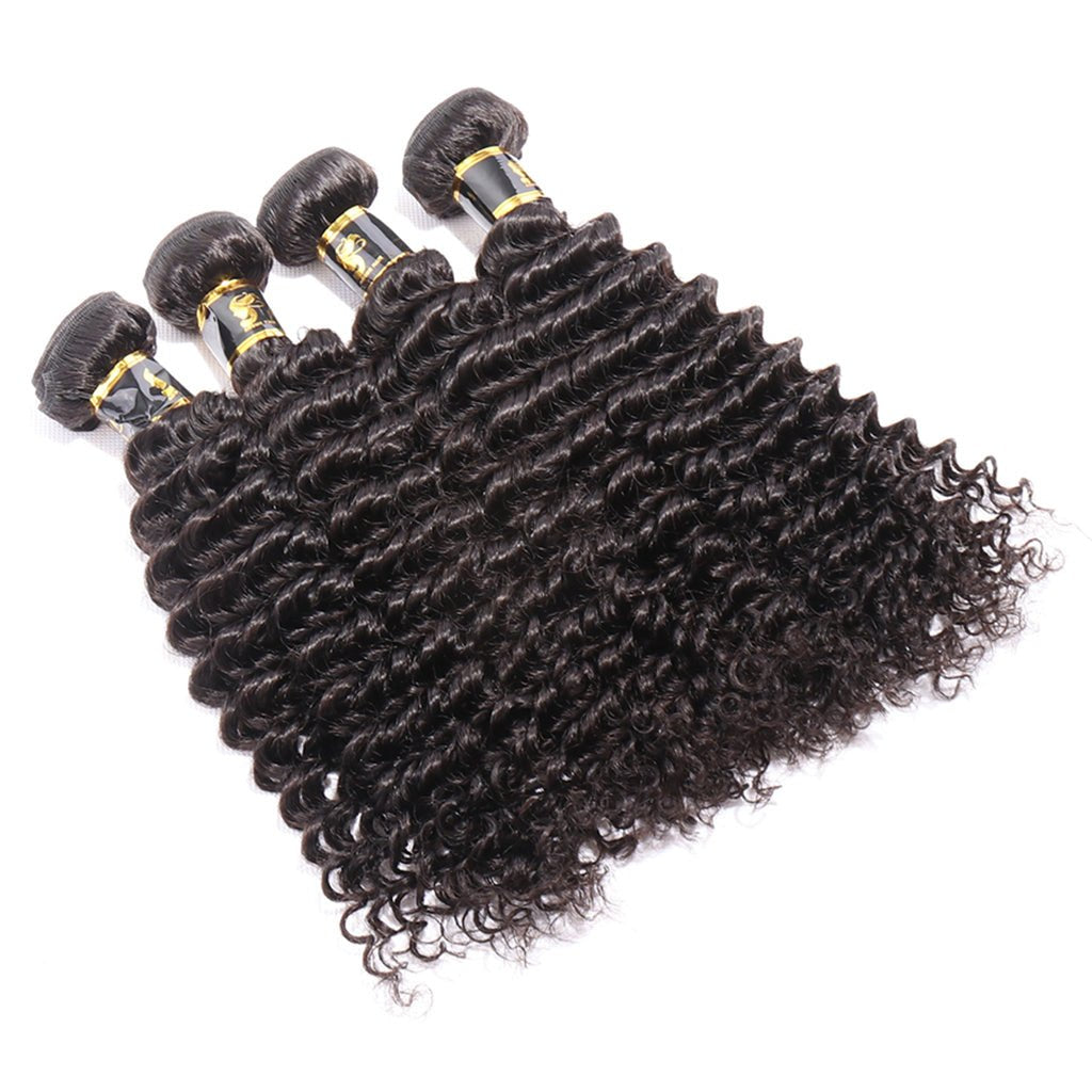 Aosun Deep Wave Human Hair Bundles With Closure Brazilian Hair Weave With Closure