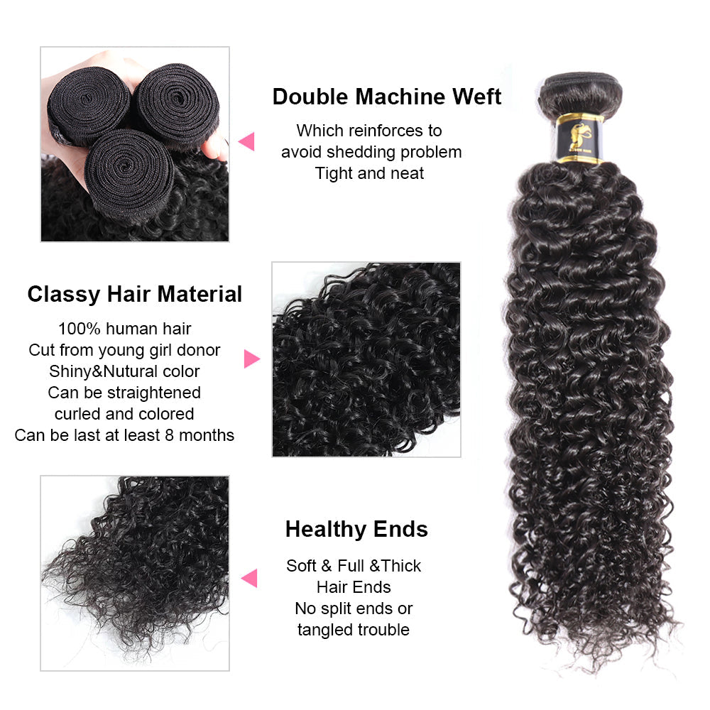 Brazilian Hair Kinky Curly Hair Bundles 100% Human Hair Weave Bundles Natural Black Curly Human Hair Extensions