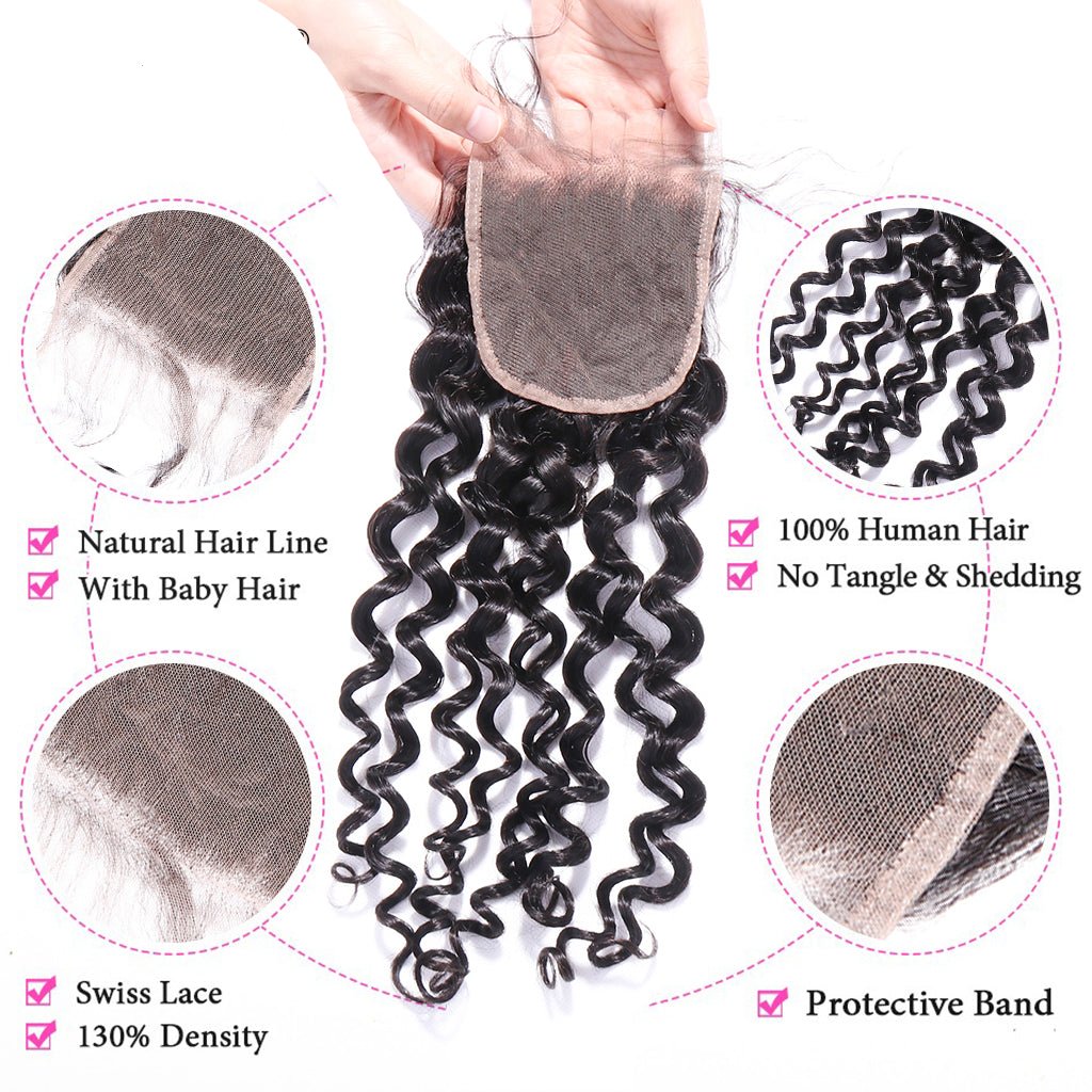 Aosun Hair Water Curly Bundles With Closure 100% Human Hair 3 Bundles Hair Free Shipping