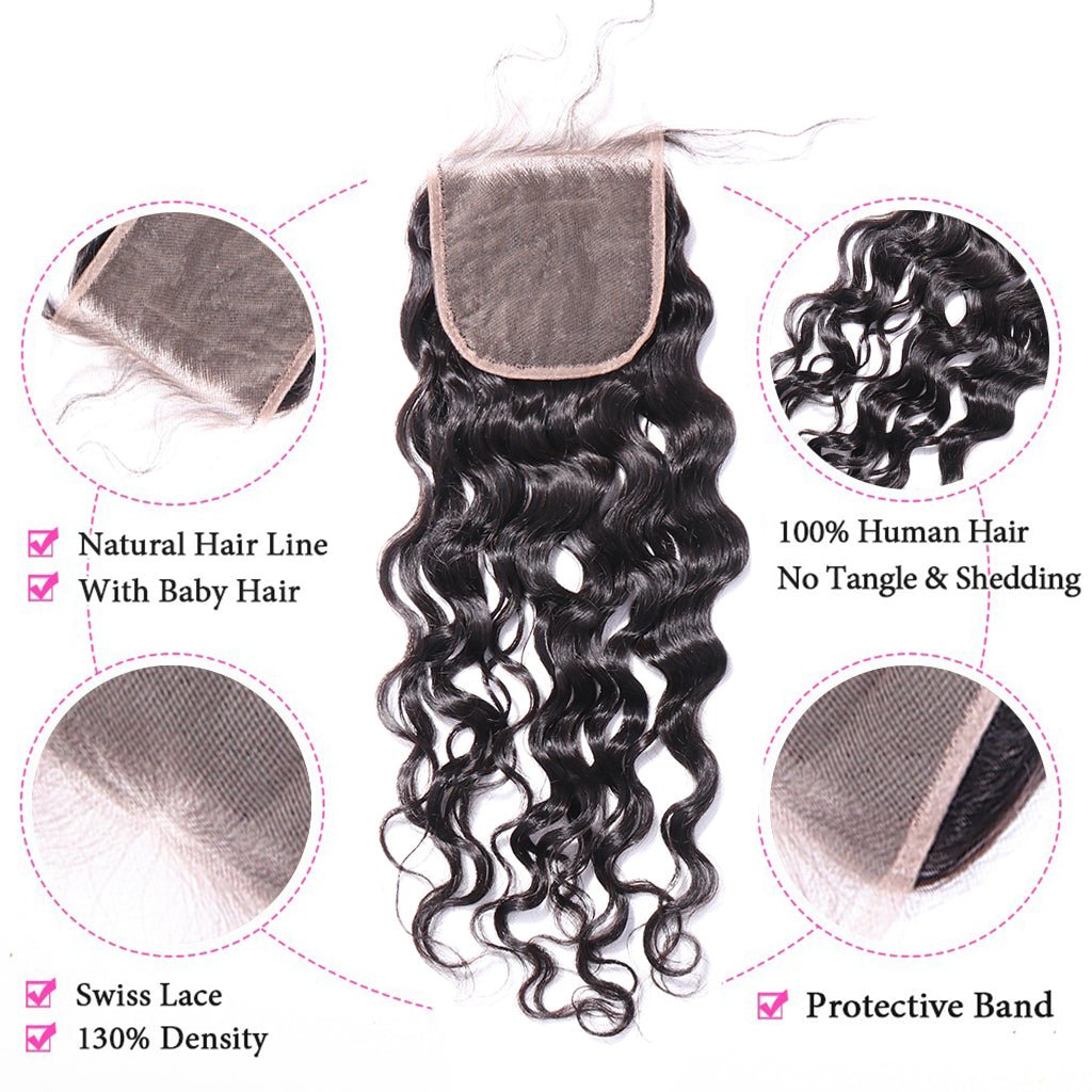 Aosun Brazilian Virgin Hair Bundles with Closure Loose Deep Wave Human Hair