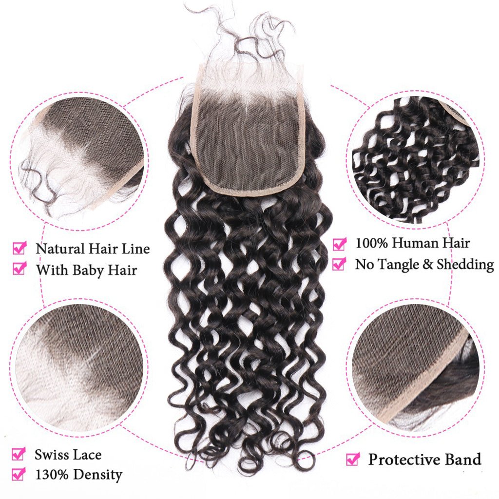 Aosun Italian Curly Human Hair Bundles with Closure Brazilian Virgin Hair Free Shipping