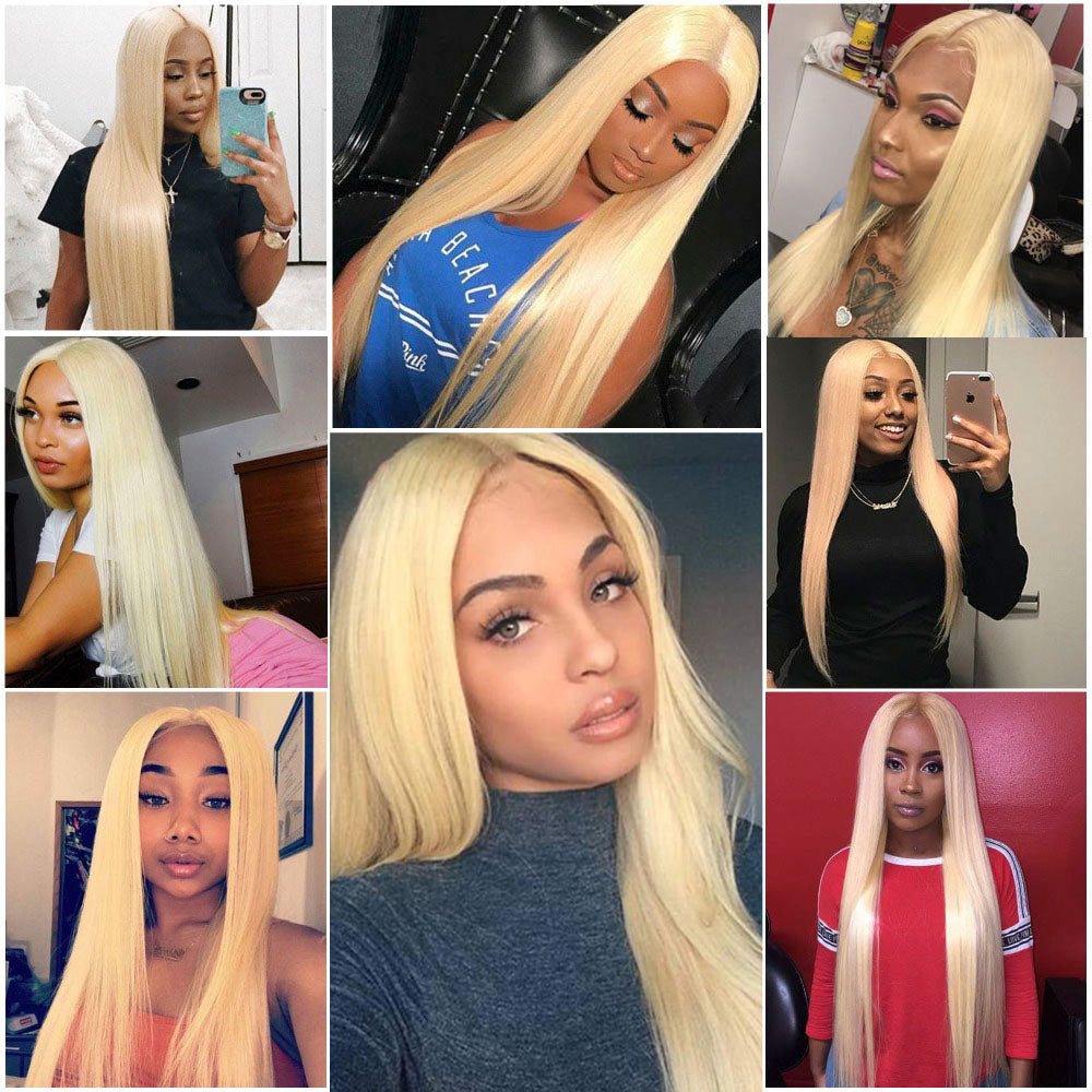 613 Bundles 100% Brazilian Straight Blonde Human Hair 1 Bundle Blonde Hair Weave