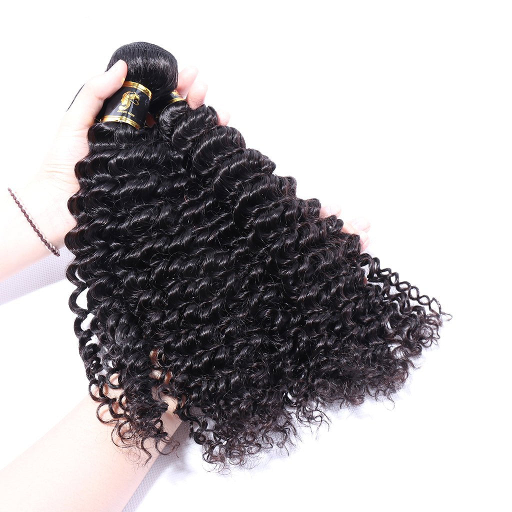 3 Bundles Deep Wave Virgin Hair 100% Unprocessed Human Hair Weave Free Shipping