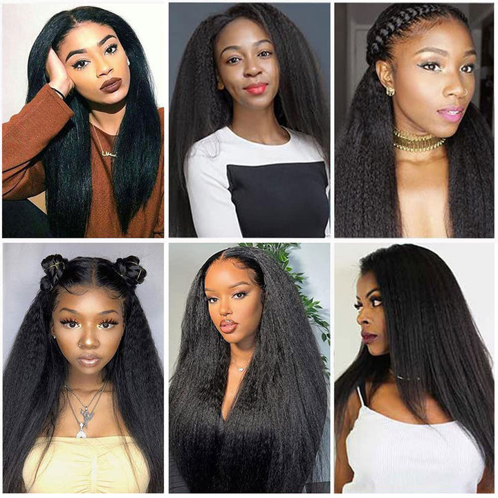 13x4 Kinky Straight Lace Front Wig for Black Women Yaki Straight Hair Wigs Easy to Wear for Daily Use with Baby Hair Heat Resistant