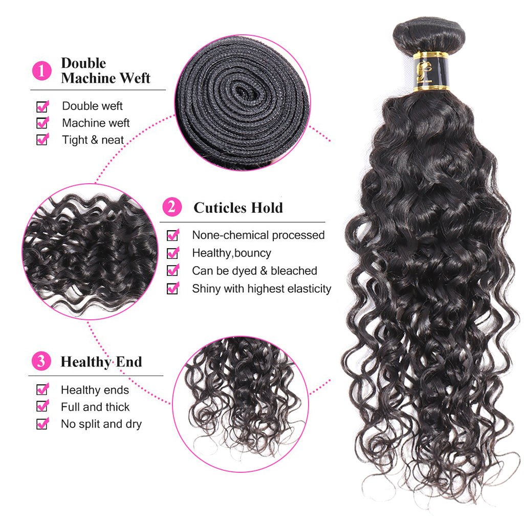 Aosun Hair Water Curly Bundles With Closure 100% Human Hair 3 Bundles Hair Free Shipping