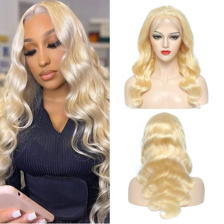 613 Lace Front Wig Human Hair Body Wave Wigs for Women 13x4 Virgin Blonde Lace Frontal Human Hair Wig Pre Plucked with Baby Hair